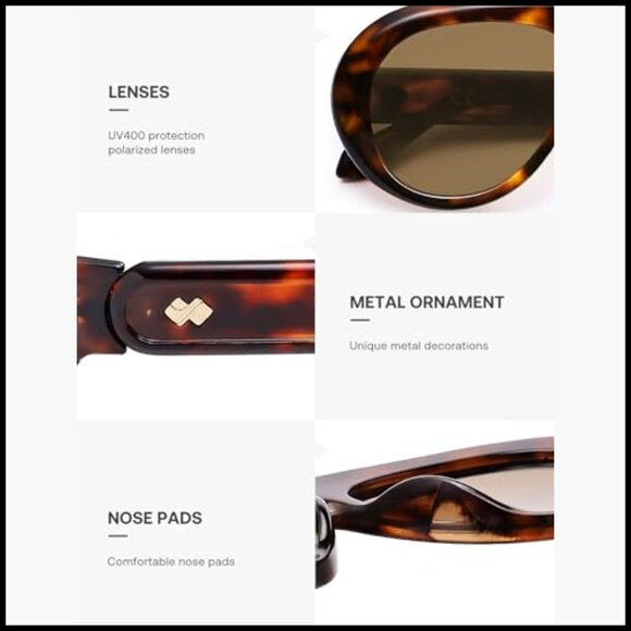 Oversized Polarized Aviator Sunglasses with UV Protection main image 5